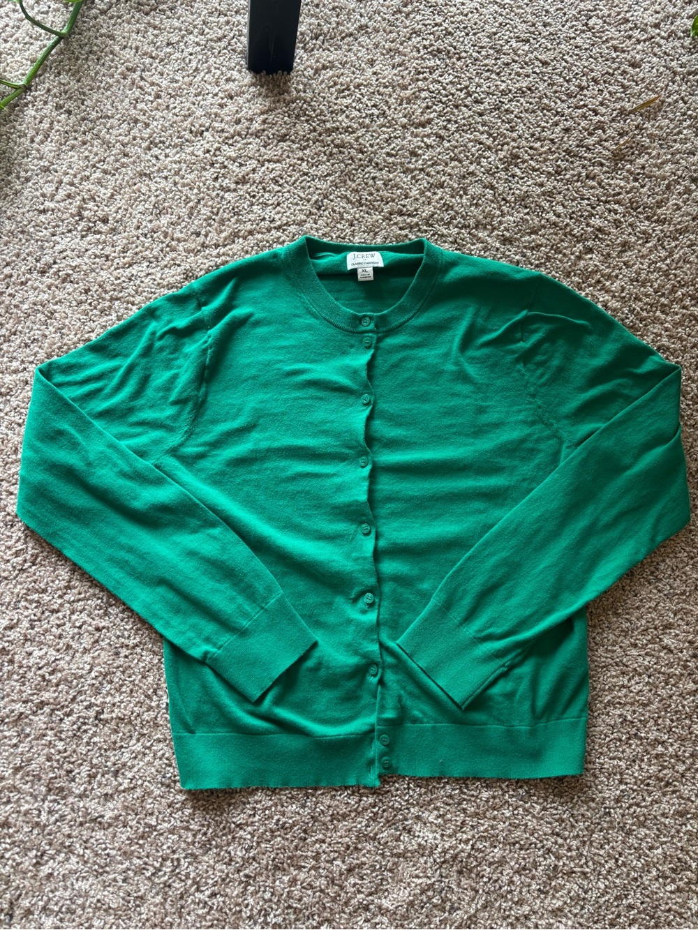 J. Crew Green Button-Front Crewneck Cardigan